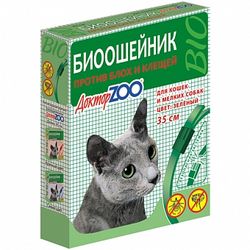 дополнительная картинка для Ошейник БИО 35см Доктор ZOO от блох, клещей ЗЕЛЕНЫЙ для кошек и мелких собак на сайте сети магазинов Бонифаций