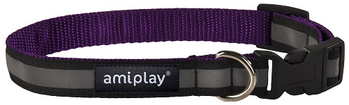 дополнительная картинка для Ошейник L 35-50х2см AMIPLAY Shine стропа фиолетовый для собак на сайте сети магазинов Бонифаций