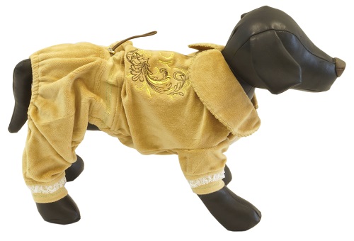 дополнительная картинка для Комбинезон L JOY велюровый с вышивкой коричневый для собак на сайте сети магазинов Бонифаций