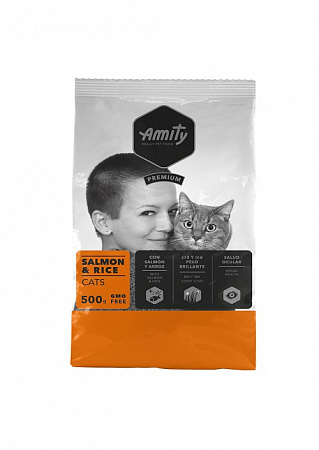 дополнительная картинка для Корм 500г AMITY PREMIUM лосось с рисом для кошек на сайте сети магазинов Бонифаций