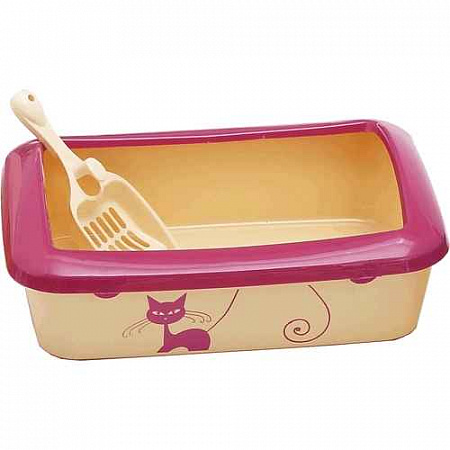 дополнительная картинка для Туалет 40,6x28,5x14см пластиковый с розовым бортиком для кошек на сайте сети магазинов Бонифаций
