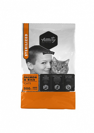 дополнительная картинка для Корм 500г AMITY PREMIUM Sterilized лосось с рисом для стерилизованных кошек на сайте сети магазинов Бонифаций