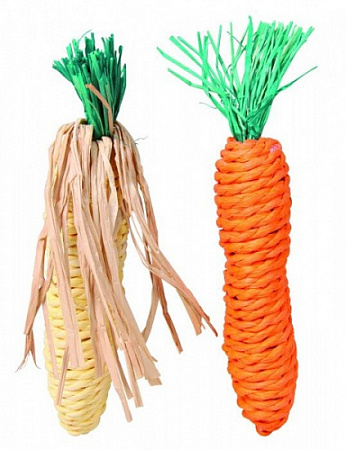 дополнительная картинка для Набор игрушек 2х15см Морковь и Кукуруза сизаль для грызунов 2шт на сайте сети магазинов Бонифаций