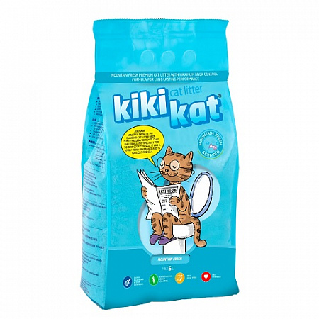 дополнительная картинка для Наполнитель 5л KikiKat "Горная свежесть" комкующийся для кошек на сайте сети магазинов Бонифаций