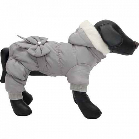 дополнительная картинка для Комбинезон тёплый с бантом JOY серый XL для собак на сайте сети магазинов Бонифаций