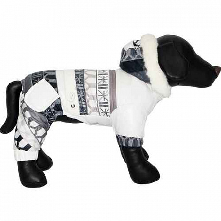 дополнительная картинка для Комбинезон тёплый JOY белый с орнаментом XS для собак на сайте сети магазинов Бонифаций
