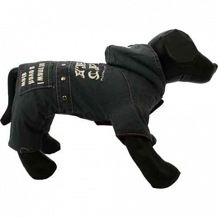 дополнительная картинка для Комбинезон с капюшоном "Хочу пойти гулять" серый 23 см для собак на сайте сети магазинов Бонифаций