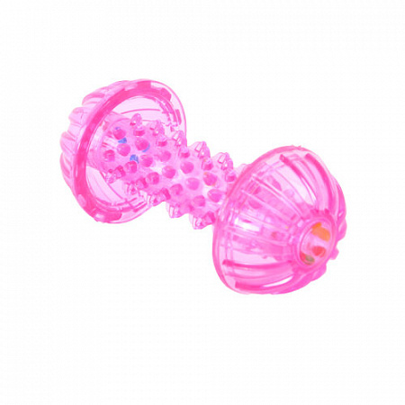 дополнительная картинка для Гантель13,5х6,3х3,4см Шурум-Бурум розовая резиновая игрушка для собак на сайте сети магазинов Бонифаций