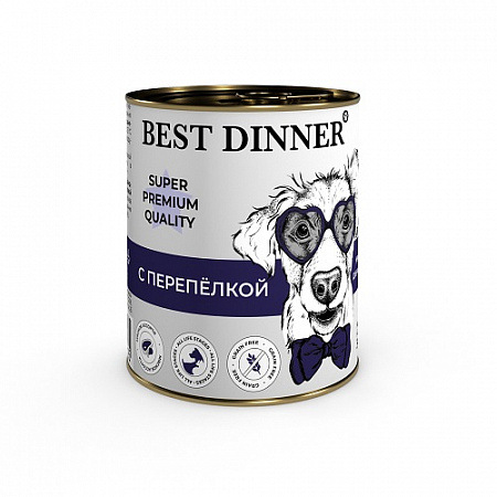 дополнительная картинка для Корм 340г Best Dinner Super Premium с перепелкой для собак ж/б на сайте сети магазинов Бонифаций