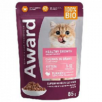 картинка для Корм 85г AWARD Healthy growth индейка в соусе для котят от 1 месяца (7176809) на сайте сети магазинов Бонифаций