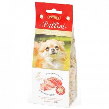 дополнительная картинка для Печенье 125г TITBIT Pallini с телятиной д/собак мелких пород (001073) на сайте сети магазинов Бонифаций