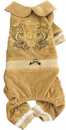 дополнительная картинка для Комбинезон S JOY велюровый с вышивкой коричневый для собак на сайте сети магазинов Бонифаций