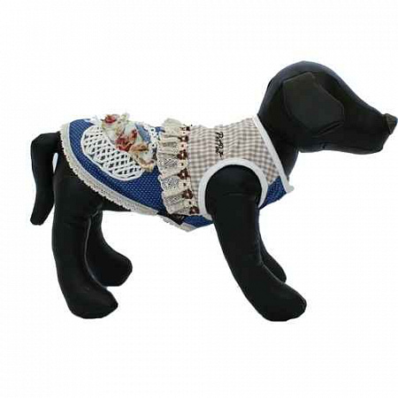 дополнительная картинка для Платье "Цветочная корзина" синий 25 см для собак на сайте сети магазинов Бонифаций