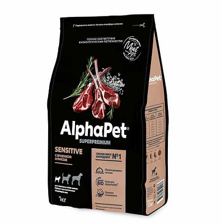 дополнительная картинка для Корм 7кг AlphaPet Superpremium с ягненком и рисом для собак мелких пород с чувств.пищев. на сайте сети магазинов Бонифаций
