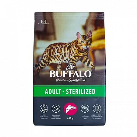 дополнительная картинка для Корм 400г Mr.Buffalo с лососем для стерилизованных кошек на сайте сети магазинов Бонифаций