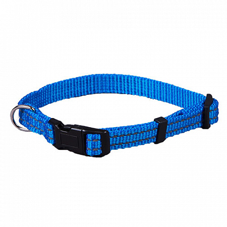 дополнительная картинка для Ошейник 15мм, 30–40см JOY стропа синяя со светоотражающими элементами для собак на сайте сети магазинов Бонифаций