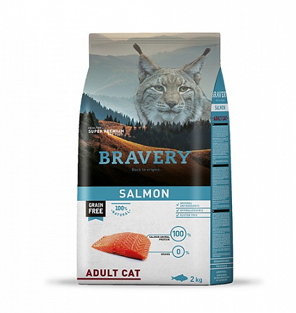 дополнительная картинка для Корм 2кг BRAVERY лосось для кошек на сайте сети магазинов Бонифаций
