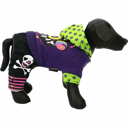 дополнительная картинка для Комбинезон с капюшоном "Веселый Роджер" пурпур 23 см для собак на сайте сети магазинов Бонифаций