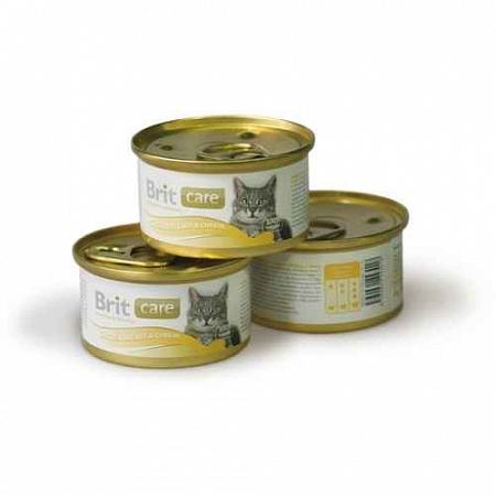 Корм 80г Brit Care с куриной грудкой и сыром для кошек ж/б (100059)