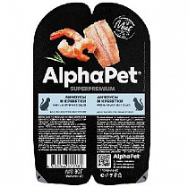 картинка для Корм 80г AlphaPet Анчоусы и креветки мясные кусочки в соусе для стерилизованных кошек(211009) на сайте сети магазинов Бонифаций