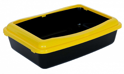 дополнительная картинка для Туалет 41х30х11см Шурум-Бурум пластиковый черный с желтым бортиком для кошек на сайте сети магазинов Бонифаций