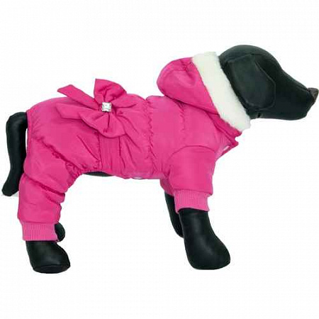 дополнительная картинка для Комбинезон тёплый с бантом JOY розовый XS для собак на сайте сети магазинов Бонифаций