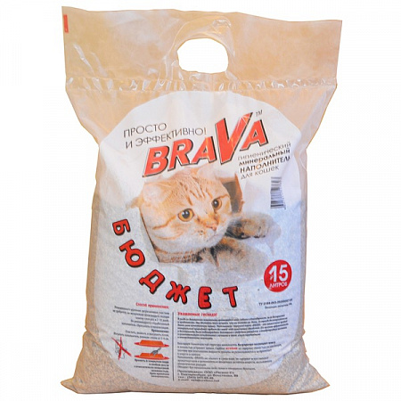 дополнительная картинка для Наполнитель 15л BRAVA БЮДЖЕТ минеральный для кошек на сайте сети магазинов Бонифаций