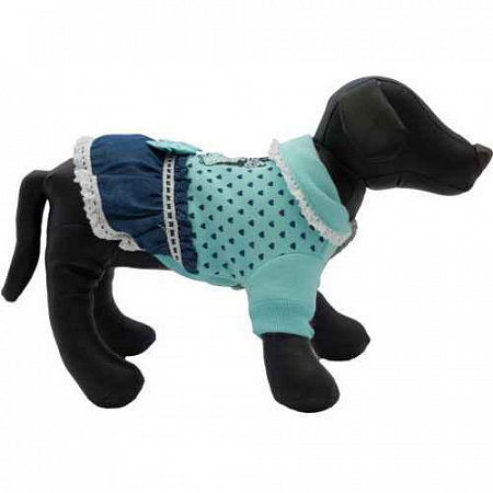 дополнительная картинка для Платье в горошек с синей юбкой, голубое XS для собак на сайте сети магазинов Бонифаций