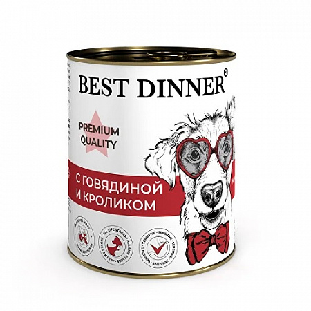 дополнительная картинка для Корм 340г Best Dinner Premium Меню №3 с говядиной и кроликом для собак ж/б на сайте сети магазинов Бонифаций