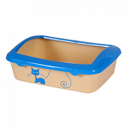 дополнительная картинка для Туалет 40,6x28,5x14см Шурум-Бурум с голубым бортиком для кошек на сайте сети магазинов Бонифаций