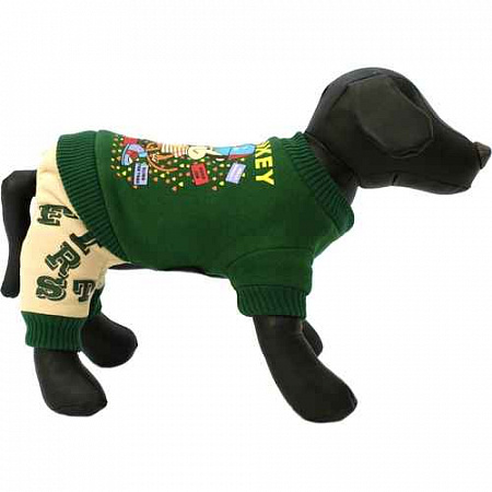 дополнительная картинка для Комбинезон "Веселая мартышка" темно-зеленый 23 см для собак на сайте сети магазинов Бонифаций