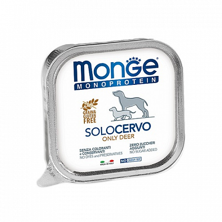 дополнительная картинка для Корм 150г Monge Monoprotein паштет из оленины для собак ж/б (70014175) на сайте сети магазинов Бонифаций