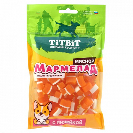 дополнительная картинка для Мармелад мясной 120г TITBIT с индейкой для животных (026205) на сайте сети магазинов Бонифаций