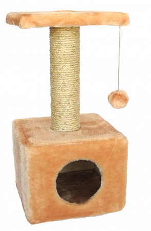 дополнительная картинка для Домик квадратный 30х30х60см Шурум-Бурум бежевый для кошек на сайте сети магазинов Бонифаций
