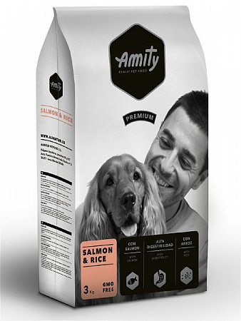 дополнительная картинка для Корм 3кг AMITY PREMIUM лосось с рисом для собак на сайте сети магазинов Бонифаций