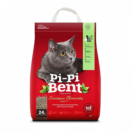 дополнительная картинка для Наполнитель 10кг Pi-Pi-Bent Сенсация свежести комкующийся для кошек на сайте сети магазинов Бонифаций